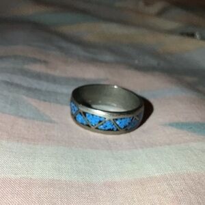 Blue and silver vintage ring